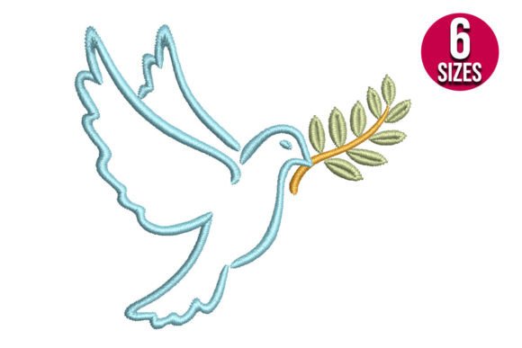Dove with Olive Branch Embroidery Design