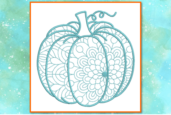 Mandala Pumpkin Redwork-a