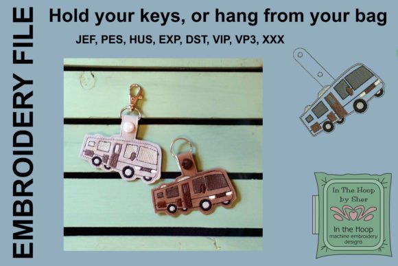 Motorhome Key Fob Embroidery Design