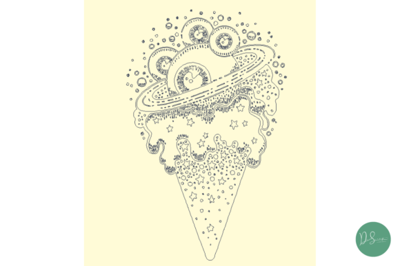 Space Ice Cream Embroidery Design