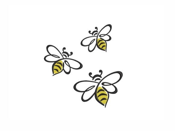 Three Bees Embroidery Design
