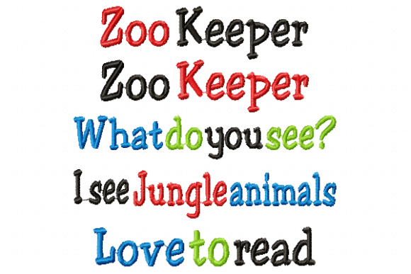 Zoo Keeper Quote Embroidery